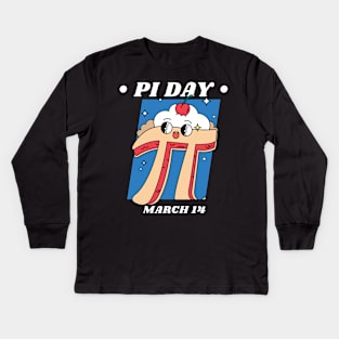 Pi Day March 14 Cartoon Pi Pie Kids Long Sleeve T-Shirt